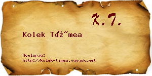 Kolek Tímea névjegykártya